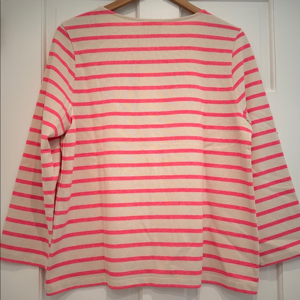 NWT Sézane Colette Marinière Ecru / Pink Neon - Size XL - Picture 3 of 6